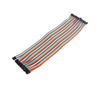 ZDE Lot de 40 câbles plats de 20 cm pour platine d'expérimentation - Prise femelle vers femelle - Distance de 2,0 mm à 2,0 mm - Câble Dupont compatible avec Arduino et Raspberry Pi Breadboard