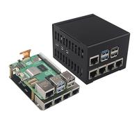 ZDE ZP597 PCIe to 4 Ports 1G Gigabit 1000M Ethernet Network Hat Adapter Expansion Board 1GB 1GBE with Aluminum Alloy Case for Raspberry Pi 5 2GB 4GB 8GB 16GB