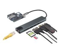 ZDE ZQ101 USB C 3.0 5Gbps Hub 1Gbps Ethernet for Arduino UNO Q 8 in 1 | Docking Station, 4K HDMI, 100W PD, 2 USB-A, 1 USB-C, SD/TF Card Reader, Multiport Adapter for Development Boards PC