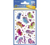 ZDesign KIDS stickers pailletés "Licorne" multicolores 1 feuille à 9 stickers