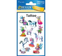 ZDesign KIDS tatouages pour enfants "Elfes Licornes" multicolores 1 feuille à 11 tatouages
