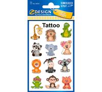 ZDesign KIDS tatouages pour enfants "Koala grenouille girafe" multicolore 1 feuille à 12 tatouages