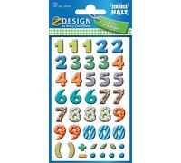 ZDesign SCHOOL Étiquettes de chiffres Chiffres : 0-9 multicolore 90 étiquettes