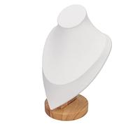 ZDETGU 2 PCS Black Velvet Collier Affiche Support de Buste de Bijoux 3D avec Tissu en Peluche et Base en Bois Robuste pour le Magasin de Magasins Home Store (WHITE)