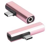 ZDETGU Adaptateur de Type C à Double Fonction à 3,5 Mm pour la Charge et l'écoute Musicale (Rose)