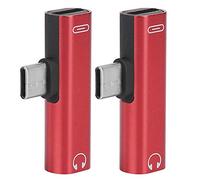 ZDETGU Adaptateur de Type C à Double Fonction à 3,5 Mm pour la Charge et l'écoute Musicale (Rouge)