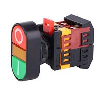 ZDETGU APBB-22/25N Interrupteur à Bouton-poussoir Double Circuit avec Lumière LED 220 VAC Interrupteur momentané Normalement Normalement fermé pour Panneaux de Commande Industriels (380V)
