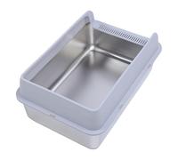 ZDETGU Boîte à Litière pour Chats en Acier Inoxydable avec Couvercle Grand Bracéfrein Métallique Haut de Face pour Plusieurs Chats Design Facile à Utiliser à Terme (L)