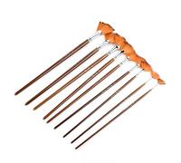 ZDETGU Brosses à Dessin en Forme d'éventail, Cheveux en Nylon Marron, Tube en Alliage d'aluminium, 9 Pièces, pour la Peinture
