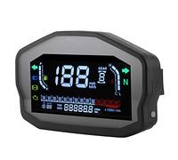 ZDETGU Compteur de Vitesse de Moto, Compteur Kilométrique, Tachymètre, Jauge de Niveau de Carburant, Instrument LCD ABS avec Affichage LED pour Motos Monocylindre, Double Cylindre,