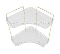 ZDETGU Étagère de Comptoir d'angle à 2 Niveaux pour Salle de Bain, Peu Encombrante, pour Cosmétiques et Soins de la Peau, Conception en Métal et PP, s'adapte à n'importe Quel Coin, vanité ou