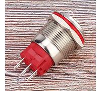 ZDETGU Interrupteur à Bouton-poussoir DC9~30V 19mm 1NO 1NC, Coque en Acier Inoxydable, Interrupteur Autobloquant pour Diverses Applications (Tête haute autobloquante)