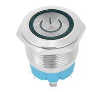 ZDETGU Lot de 2 Interrupteurs à Bouton-poussoir à 4 Broches avec Voyant d'alimentation - Interrupteur Métallique à Tête Plate de 22 Mm pour Panneaux électriques, et Indice IP65, Bouton Rond à (GREEN)