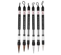 ZDETGU Lot de 6 Stylos Pinceaux Chinois pour Calligraphie, Remplissage à Piston avec Tissu d'écriture Réutilisable, Têtes de Brosse Douces et Fermes pour la Peinture, le Dessin et la Pratique, Lot