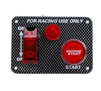 ZDETGU Panneau de Commutateur D'allumage de Course, Interrupteur à Bascule LED et Bouton de Démarrage du Moteur pour Systèmes électriques 12 V, avec Texture de Style Fibre de Carbone,