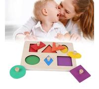 ZDETGU Planche de Puzzle en Bois de Forme Géométrique pour Les Tout-Petits - Jouet d'apprentissage éducatif avec Blocs Colorés pour la Reconnaissance des Formes et des Couleurs (Panneaux de Forme