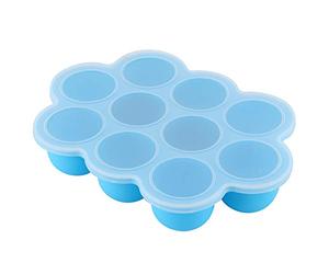 ZDETGU Plateau de Congélation Alimentaire en Silicone, Récipient Réutilisable à 10 Trous avec Couvercle pour Aliments Faits Maison Violet (BLUE)