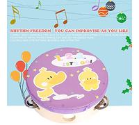 ZDETGU Tambourin à Main en Bois avec Cymbales en Métal - Instrument de Percussion Compact de 15 Cm pour Enfants, Amateurs de Musique, Fêtes et Danse - Jouet Musical coloré et Portable, Cadeau (canard)