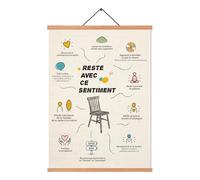 ZDFDC Affiche Pleine Conscience A3 avec Porte-Affiche Aimanté en Bois de Teck - Reste avec Ce Sentiment Toile - Déco pour Cabinet de Psychologie École & Maison 30x42 cm