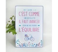 ZDFDC Decoration Murale Citation Française en Plaque Metal Vintage - La Vie C'est Comme Une Bicyclette Vélo - Taille A4