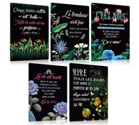 ZDFDC LOT DE 5PCS - Plaque Metal Vintage avec Citation Française et Fleur - Thème Famille Bonheur Bouddha Amour Vélo - Murale Decoration Pour la Maison Salon Chambre Cuisine Jardin (Set B)