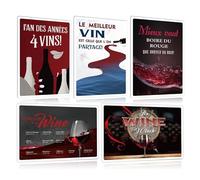 ZDFDC LOT DE 5PCS - Plaque Metal Vintage Bar Pub 30x20cm - Bistrot Panneau avec Citation Humour Française - Cave Club Restaurant Cuisine Decoration Murale Accessoire (Set C)