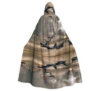 ZDFHKYDY Avion de guerre - Cape à capuche imprimée d'Halloween pour adultes - Cape abordable pour adultes pour jeux de rôle, fêtes à thème et festivals - Coupe confortable avec capuche surdimensionnée