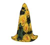 ZDFHKYDY Cape réglable imprimée roses jaunes pour adolescents - Cape pour jeunes festivals et scène, légère à capuche M
