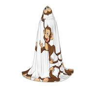 ZDFHKYDY Cape réglable imprimée singe mignon pour adolescents - Cape pour jeunes pour festivals et scène, légère à capuche, taille M