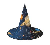 ZDFHKYDY Chapeau d'Halloween avec couverture complète du système solaire de l'espace extra-atmosphérique - Chapeau unique en tissu Oxford pour adultes avec des motifs accrocheurs, pour les festivals
