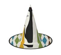 ZDFHKYDY Chapeau d'Halloween avec motif chat moderne du milieu du siècle - Chapeau d'Halloween unique en tissu Oxford pour adultes avec des motifs accrocheurs, pour les festivals et les fêtes à thème.