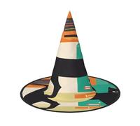 ZDFHKYDY Chapeau d'Halloween avec motif chat moderne du milieu du siècle - Chapeau d'Halloween unique en tissu Oxford pour adultes avec des motifs accrocheurs, pour les festivals et les fêtes à thème.