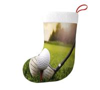 ZDFHKYDY Chaussette de Noël réversible imprimée balle de golf, décoration double face en flanelle pelucheuse pour cheminée, correspondance familiale.