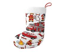 ZDFHKYDY Chaussettes de Noël réversibles pour petits garçons et filles - Motif pompiers - Décoration double face en flanelle pelucheuse pour cheminée - Assorti à la famille.