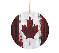 ZDFHKYDY Drapeau du Canada rétro - Pendentifs ronds en aluminium imprimés sur mesure - Impression double face, trou pré-percé pour travaux manuels et événements., 10cm, Alumide