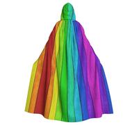 ZDFHKYDY Fond en bois coloré arc-en-ciel - Cape à capuche imprimée d'Halloween pour adultes - Cape pour adulte abordable pour jeux de rôle, fêtes à thème et festivals - Coupe confortable avec capuche