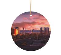 ZDFHKYDY Las Vegas Sunset - Pendentifs ronds personnalisés en aluminium - Impression double face, trou pré-percé pour travaux manuels et événements., 8cm, Alumide