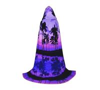 ZDFHKYDY Palm Tree Purple Sunset - Cape réglable imprimée pour adolescent - Cape pour jeunes pour festivals et scène, légère à capuche, taille M