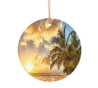 ZDFHKYDY Palmier hawaïen coucher de soleil - Pendentifs ronds en aluminium imprimés sur mesure - Impression double face, trou pré-percé pour travaux manuels et événements., 10cm, Alumide