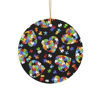 ZDFHKYDY Pièces de puzzle de sensibilisation à l'autisme en forme de cœur - Pendentifs ronds en aluminium - Impression double face, trou pré-percé pour travaux manuels et événements., 8cm, Alumide