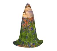 ZDFHKYDY Texas Bluebonnets Paysage - Cape réglable imprimée pour adolescents - Cape pour jeunes pour festivals et scène, légère à capuche S