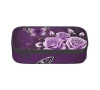 ZDFHKYDY Trousse d'été hawaïenne de grande capacité pour adultes, trousse de papeterie portable pour stylos, marqueurs et fournitures - 21 x 9,5 x 5 cm, Papillon de beauté violet, Taille unique