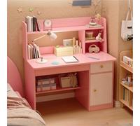 ZDFTGKM Bureau d'écriture avec clapier, étagères extérieures, multifonction pour devoirs, dortoir, bibliothèque, école primaire et secondaire, table d'étude, armoire rose, armoire incluse, 78,7 x 40,6