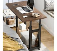 ZDFTGKM Bureau d'écriture en bois de 68,6 cm de haut avec roulettes - Table de diffusion en direct - Peut être surélevé et abaissé - Petit chevet noir - 61 x 40,6 cm (L x l)