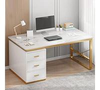 ZDFTGKM Bureau d'ordinateur contemporain rectangulaire avec tiroirs, établi pour personnel, ordinateur portable, blanc mat (3 tiroirs) 120 x 60 x 75 cm (L x l x H)