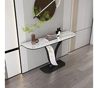 ZDFTGKM Console Glam en métal demi-lune résistante aux rayures avec piédestal blanc italien semi-circulaire porche entrée dalle roche meuble salon noir 78,7 cm L x 30,5 cm l 78,7 cm H