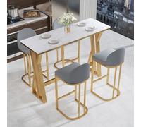 ZDFTGKM Ensemble de table de bar 5 pièces, table de pub industrielle, table de salle à manger avec 4 tabourets, table haute rectangulaire, pour cuisine, café, chambre, petit espace (140 x 40 x 105 cm)