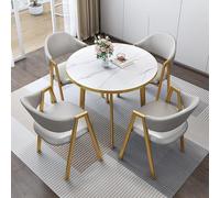 ZDFTGKM Ensemble de table et de chaises de loisirs rondes 4, combinaison de café, table de salon, table à manger, réception de bureau (couleur : gris clair)