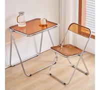 ZDFTGKM Ensemble Table et chaises Pliantes en Acrylique, Petite Table d'appoint avec Plateau TV pour Le goûter, Bureau Pliable pour la Maison, Le Bureau et l'extérieur (Table et Chaise, Marron)