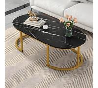 ZDFTGKM Glam Table Basse Forme ovale Simple Cocktail Canapé Meuble d'appoint Petit coin Noir sans étagères Inclus 119 cm L x 50 cm L 45 cm H